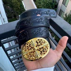 & Other Stories Black Belt with Ornate Gold Buckle